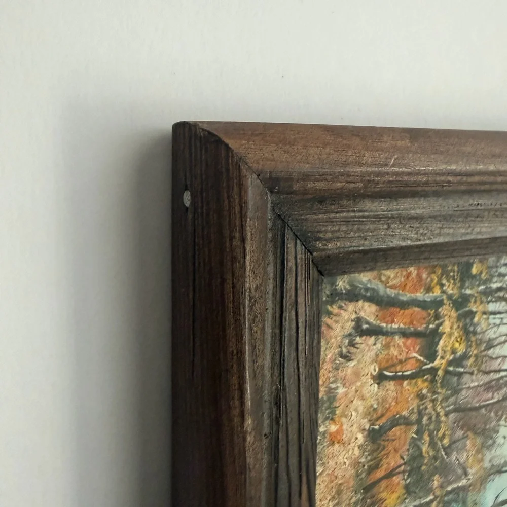 Vintage Original Painting Mini Art Framed 8”x6” Landscape Trees River Signed - Picture 2 of 7
